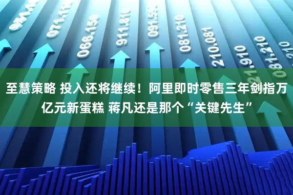 至慧策略 投入还将继续！阿里即时零售三年剑指万亿元新蛋糕 蒋凡还是那个“关键先生”